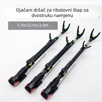Nehrđajući čelični držač štapa za ribolov, dvostruki stalak za ribolov, nosač za kutiju s kolcem za tlo