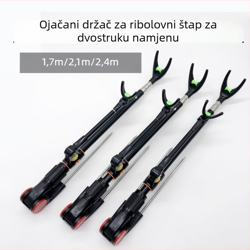 Nehrđajući čelični držač štapa za ribolov, dvostruki stalak za ribolov, nosač za kutiju s kolcem za tlo