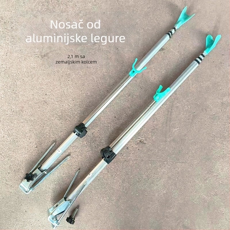 Ojačani držač štapova od bijelog aluminijskog legura, 2,1 m, trokutasti držač za štap s čepom za tlo
