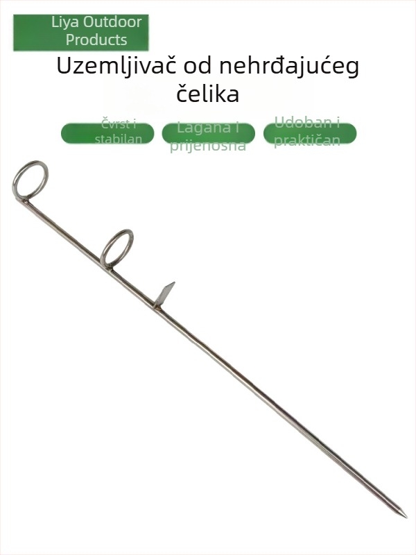 Nerđajući čelični držač za ribolovne štapove sa zemljanim uštem i dvostrukim prstenom