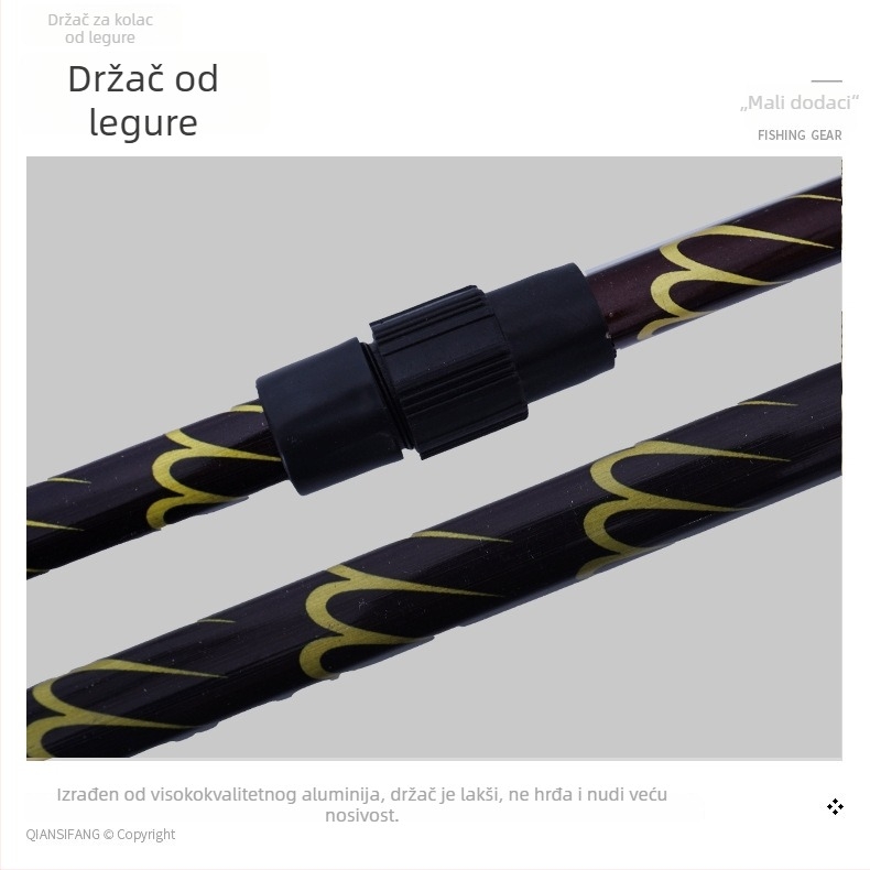Držač za štap za ribolov od aluminijske legure s čepom za zemlju, protuklizni, dvostruka namjena, teleskopski i sklopivi