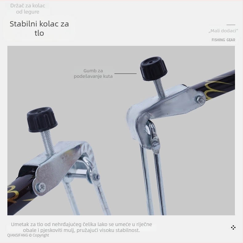 Držač za štap za ribolov od aluminijske legure s čepom za zemlju, protuklizni, dvostruka namjena, teleskopski i sklopivi