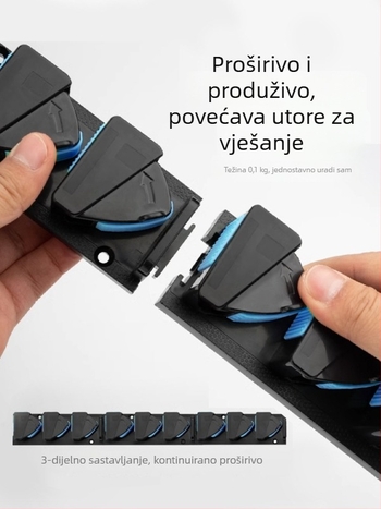 Zidni držač za štapove za pecanje, bez bušenja, brzi kopčasti klipse za mamce, sigurno skladištenje štapova