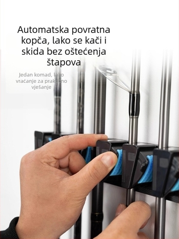 Zidni držač za štapove za pecanje, bez bušenja, brzi kopčasti klipse za mamce, sigurno skladištenje štapova