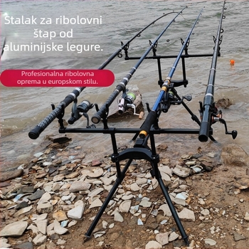Aluminijski držač za štapove za ribolov s četiri noge i više glava, europski stil, brzo sklapanje, za dugačke bacanja