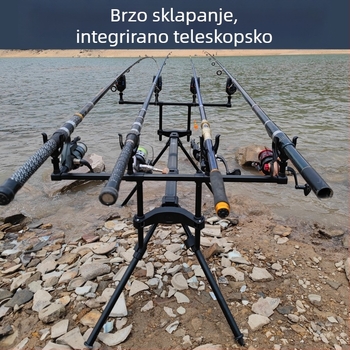Aluminijski držač za štapove za ribolov s četiri noge i više glava, europski stil, brzo sklapanje, za dugačke bacanja