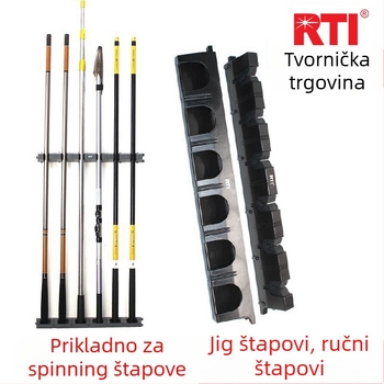 RTI Zidni stalak za štapove za ribolov – izložba i pohrana, okvir turret s visokoelastičnom gumom