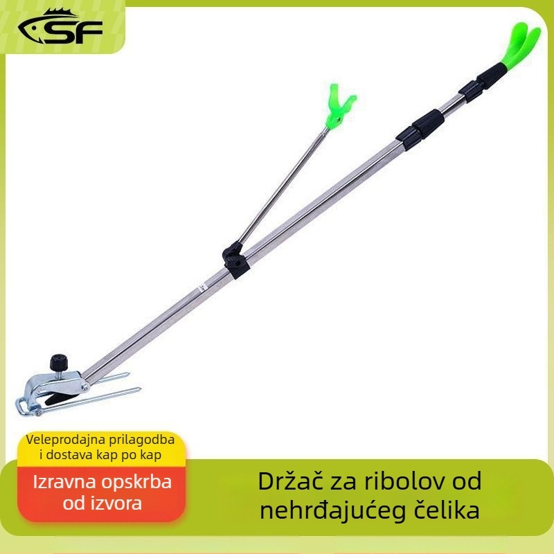 Stalak za štapove za pecanje od nehrđajućeg čelika s bazom tornja, postavljen na tlo