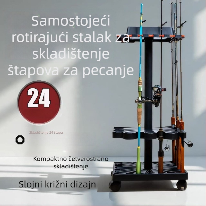 Okretni držač štapova za ribolov bez bušenja – stalak za izlaganje i skladištenje za kućnu upotrebu