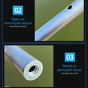 Zamjenske sekcije za ribolovni kišobran, 1,8–2,4 m, od aluminijske legure