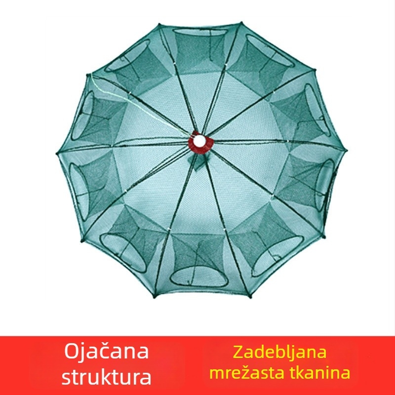 Naylon kišobran mreža za ribolov: kavez za škamp, sklopiva mreža, mreža za bacanje ručno, vrećica za ribu, kavez za ribu i zaštita za ribu