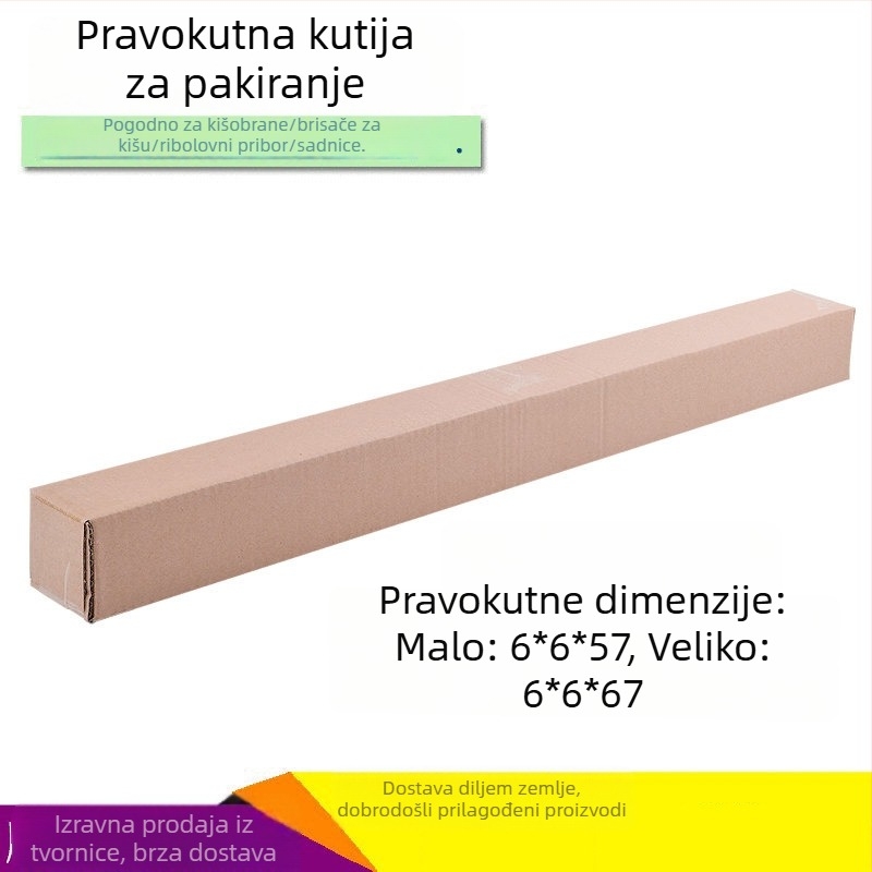 Pravokutna kartonska kutija za pakiranje brisača automobila, ribolovne opreme, biljaka i cvijeća te kišobrana