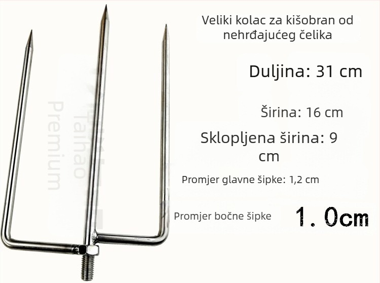 Nerđajući čelik – ribolovni kišobran s čepom za tlo, sklopivi kišobran za vanjsku upotrebu