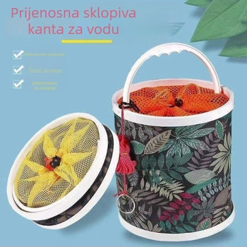 Sklopiva kanta za ribolov s platnenim tijelom i ručkom od užeta