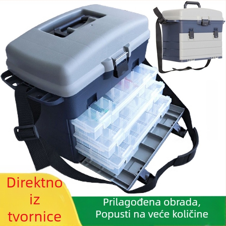 Prijenosna kutija za mamce i ribolovnu opremu, višefunkcionalna