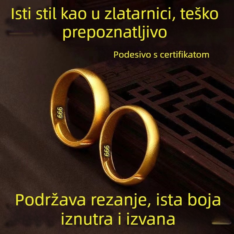 Unisex otvoreni podesivi prsten u nijansi pijeskovog zlata, dugotrajna boja
