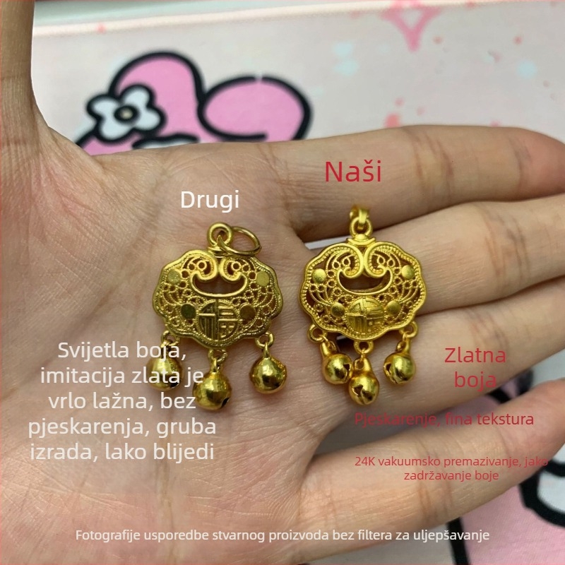 Ženski ogrlica s abakusom, 24K pozlata, novi kineski stil, Mir i Prosperitet, sjajan završetak, lagani luksuz