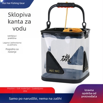 Prozirna EVA kanta za ribolov sa sklopivim dizajnom i čvrstim dnom, kutija za ribolov i kanta za pranje automobila