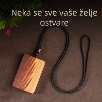 Privjesak od drveta breskve s motivom munje – vintage drvena pločica za vješanje, ručno rezbarena dekoracija