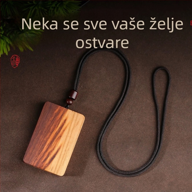 Privjesak od drveta breskve s motivom munje – vintage drvena pločica za vješanje, ručno rezbarena dekoracija