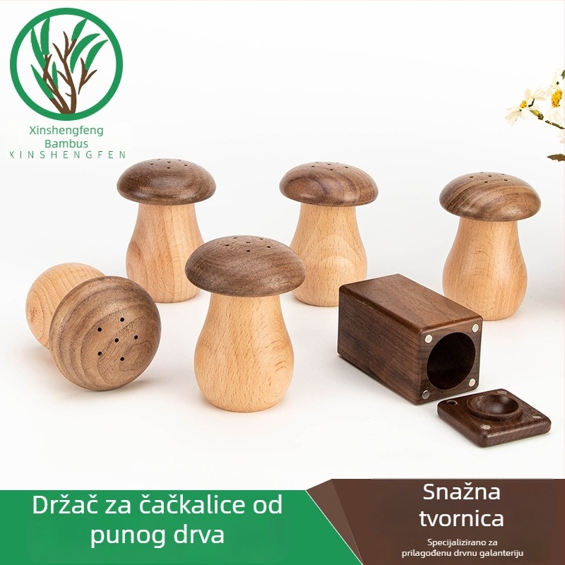 Drvena kutija za štapiće za zube u obliku gljive, dvodijelni dizajn, kućna upotreba