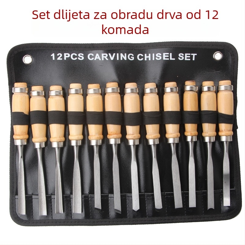 12-dijelni set alata za drvorezbarstvo od visokougljičnog čelika