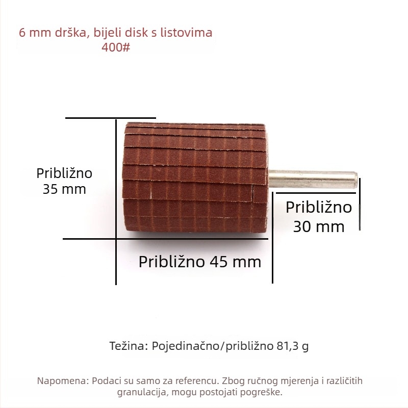 Set od 6 ručki za brusne kotače s držalom i glavom za brušenje za zakrivljeni reljef i drvorezbu, poliranje