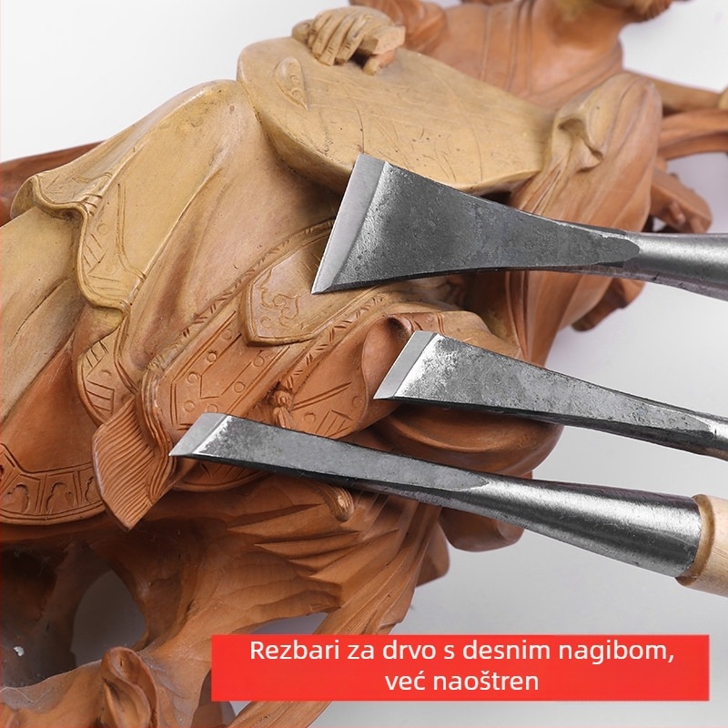 Teyirui nož za drvorez s koso postavljenom oštricom, ručno izrađeni alat za rezbarenje korijena, s držalom