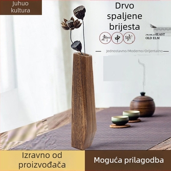 Duga drvena vaza za hidroponiju, novi kineski stil, Morandi dizajn