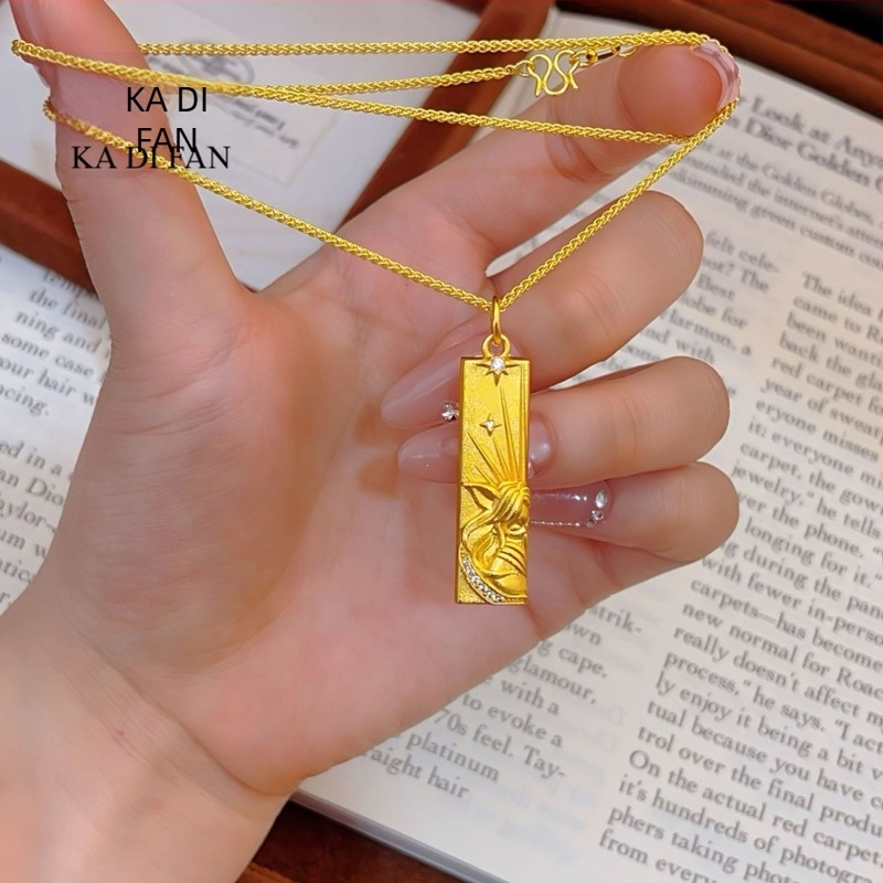 Ogrlica od bakrene legure s imitacijom zlatnog sloja i rhinestones, dizajn mitološke životinje iz planinskih i morskih područja, mala zlatna traka, turkizni kamen