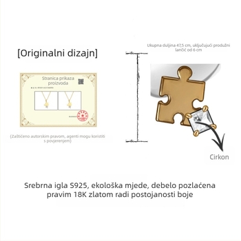 Ogrlica s 18K pozlaćenjem, mat završna obrada, cirkon mozaika, geometrijski dizajn, duljina 41–50 cm, svakodnevna luksuzna ogrlica