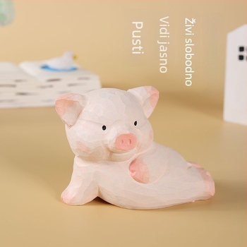 Drvena figura Pigsy – ručna izrada, slatka stolna dekoracija