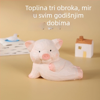 Drvena figura Pigsy – ručna izrada, slatka stolna dekoracija