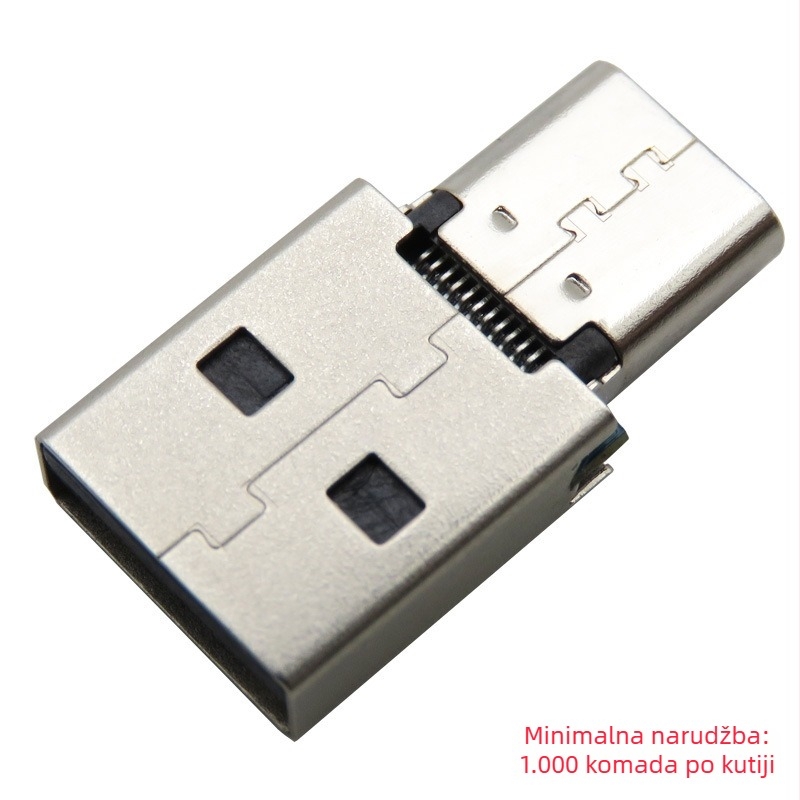 USB-A muški na USB-C ženski adapter, integrirani 2-u-1 priključak za napajanje i prijenos podataka
