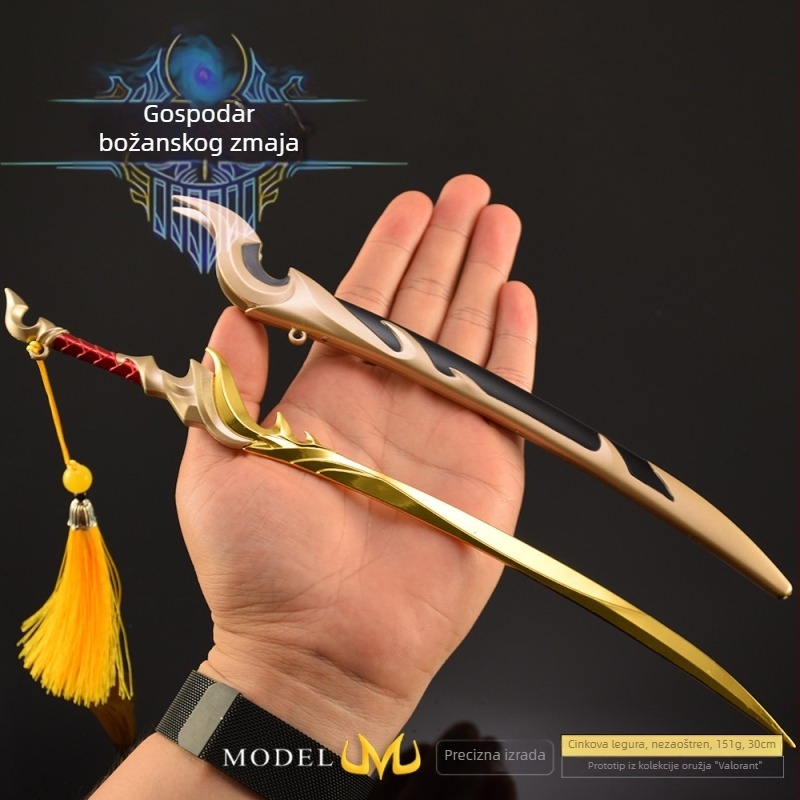 Model oružja iz League of Legends: Yasuo Dragon Lord, 30 cm, potpuno metalni model sa ošivenom futrolom — ručno izrađena dekorativna figurica