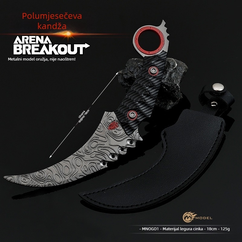 Dark Zone nož s kandžom u obliku opadajućeg mjeseca, 18 cm, potpuno metalni ukrasni model