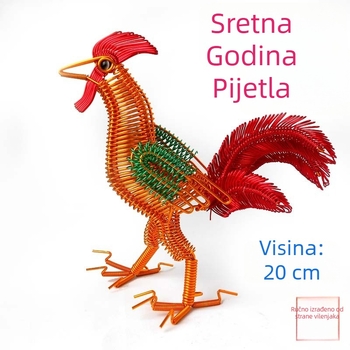 Dekorativna figura pijetla od pletene aluminijske žice, ukras za dnevni boravak