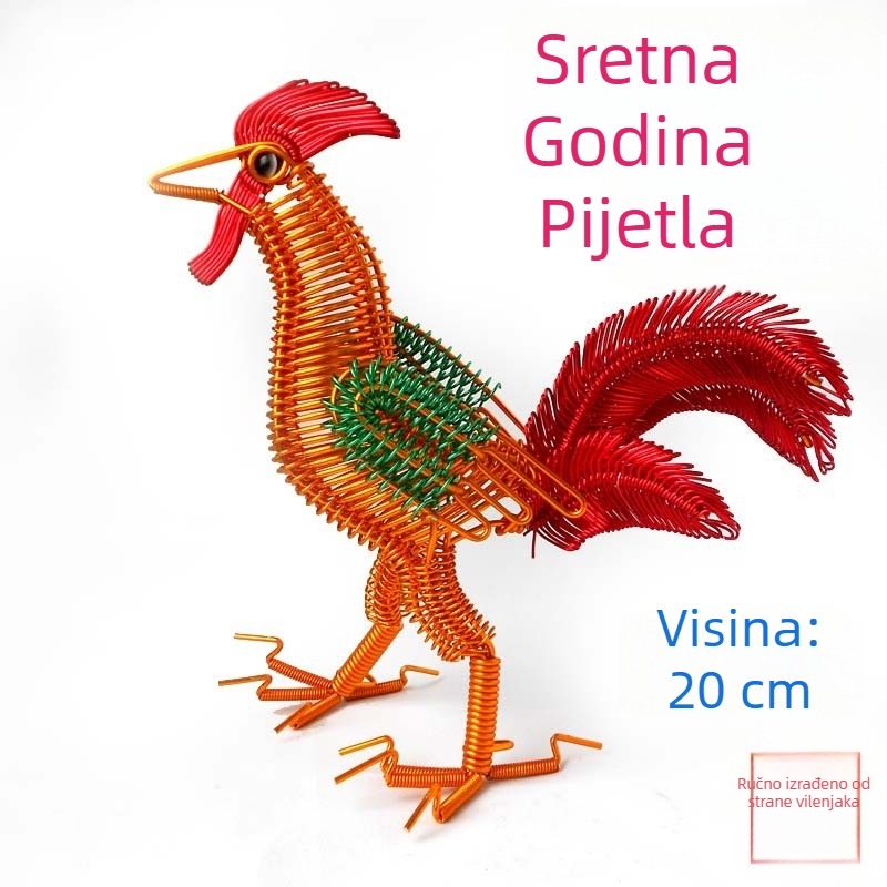 Dekorativna figura pijetla od pletene aluminijske žice, ukras za dnevni boravak