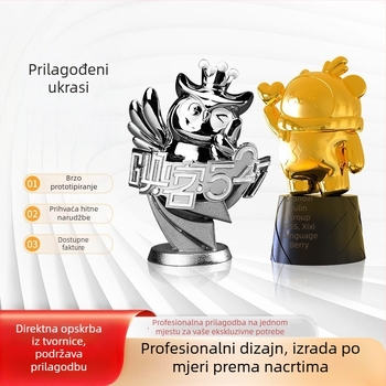 Prilagođeni zlatno pozlaćeni metalni trofej-model maskota