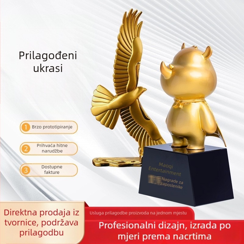 Prilagođeni zlatno pozlaćeni metalni trofej-model maskota