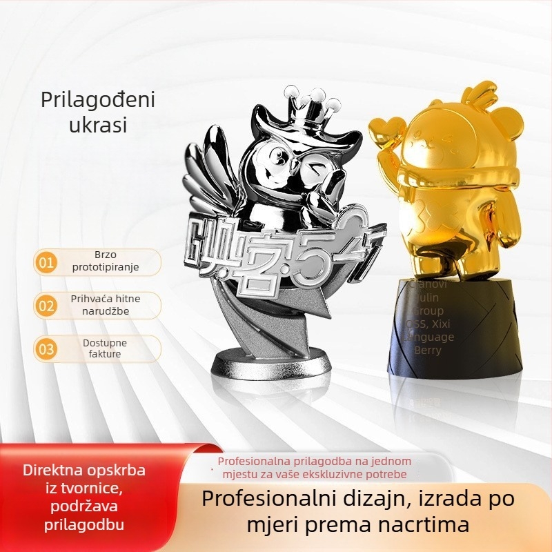 Prilagođeni zlatno pozlaćeni metalni trofej-model maskota
