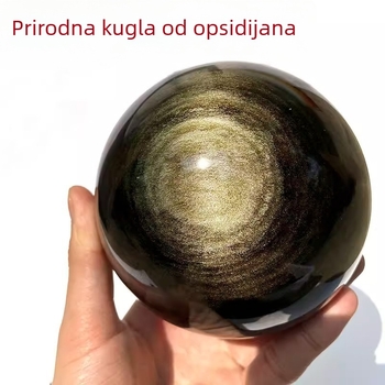 Prirodna zlatna obsidijska kugla – ukras sa dvostrukim mačjim okom i dvostrukim zlatim okom, za hodnik i kućni dekor