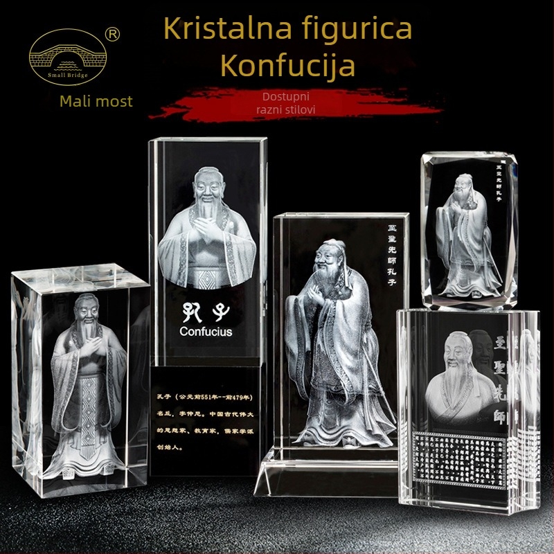 Kristalna statue Konfucija s unutarnjom gravurom, Koledž Shandong Qufu, kulturni suvenir za Dan učitelja