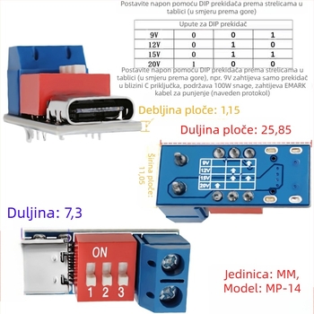 DuPont pločnica adapter konektora, razmak 2,54 mm, 2 reda, 5/6 pinova, PCB