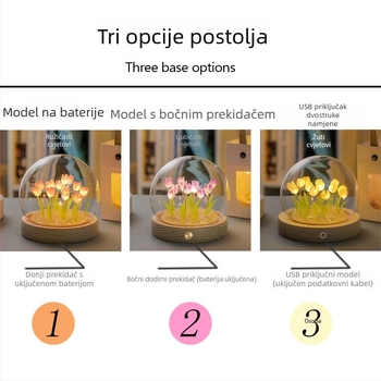 Ručno izrađena noćna lampica u obliku tulipana – DIY staklena dekoracija, atmosfersko svjetlo, dar za Božić i rođendan