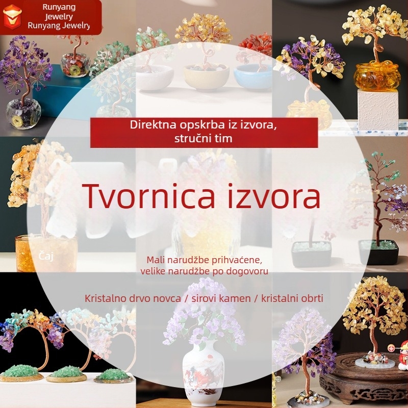 Prilagođeni prirodni kristalni set: sirovi kristalni kamenčići, kristalne kugle, kristalni šljunak, kristalno drvo, kristalna špilja, kristalni stup i narukvica