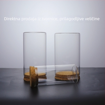 Kupola od borosilikatnog stakla s plutenim zatvaračem, ravni vrh, za DIY figurice i mikro krajolike