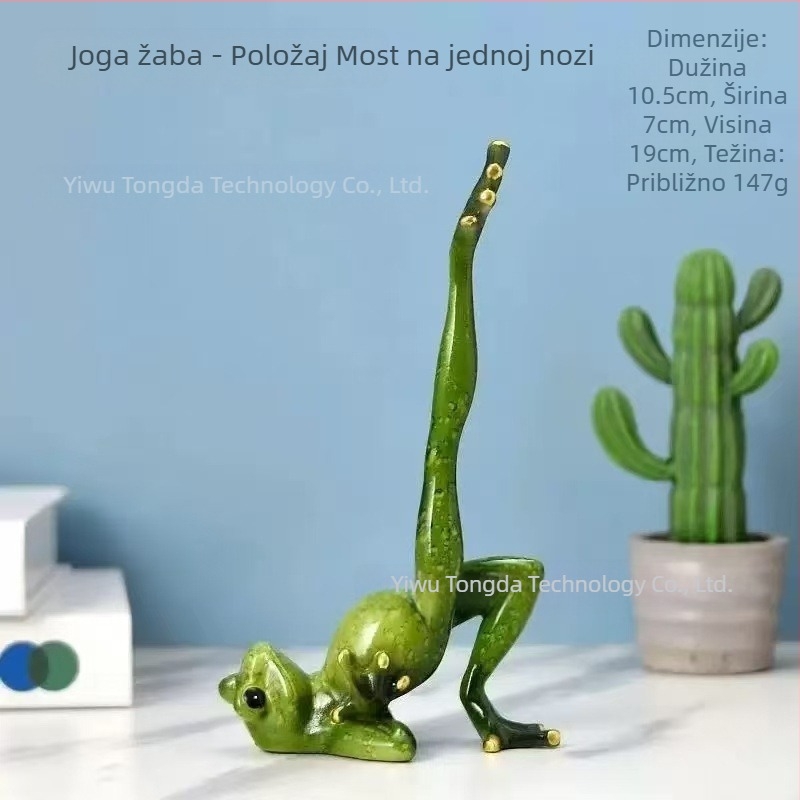 Figurica od smole u američkom stilu, žaba u pozi joge, za kućnu dekoraciju; pogodna za TV stalak, hodnik i ormar za vino