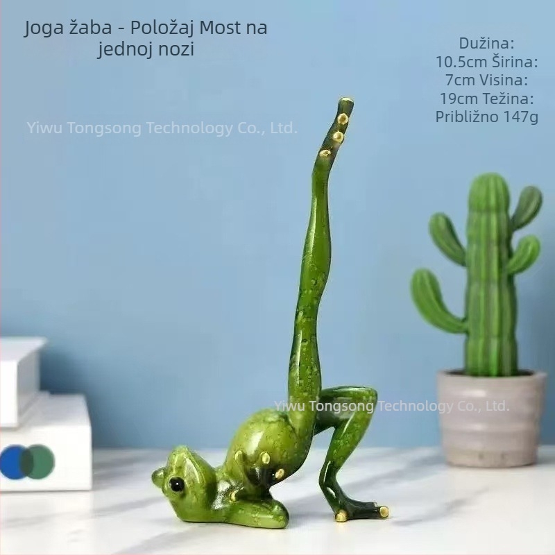 Figurica od smole u američkom stilu, žaba u pozi joge, za kućnu dekoraciju; pogodna za TV stalak, hodnik i ormar za vino