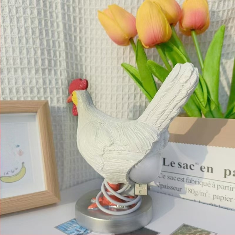 USB noćna lampica u obliku kokošjeg jajeta, dekorativna figura od smole za spavaću sobu